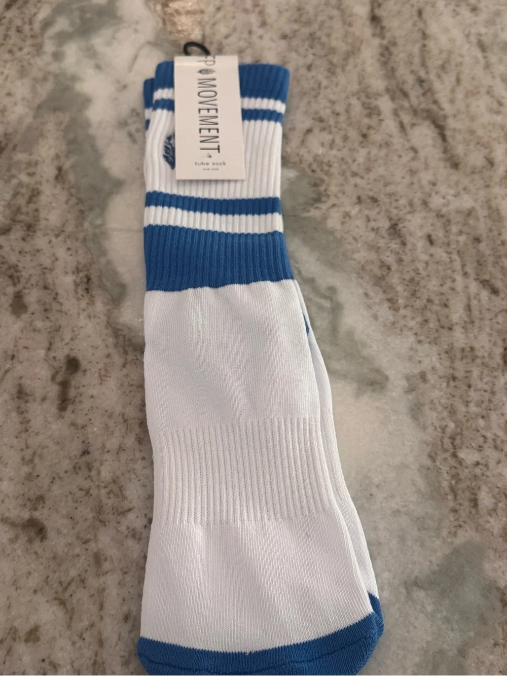 Free People White and Blue Athletic Tube Socks- Lucky Honey